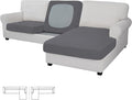 Easy-Going Stretch 3 Pieces Couch Cushion Covers for Sectional Sofa Left/Right L Shape Chaise Lounge Sofa Seat slipcover Anti-Slip Sofa Cover Soft (2 Seater + 1 Chaise, Grey)
