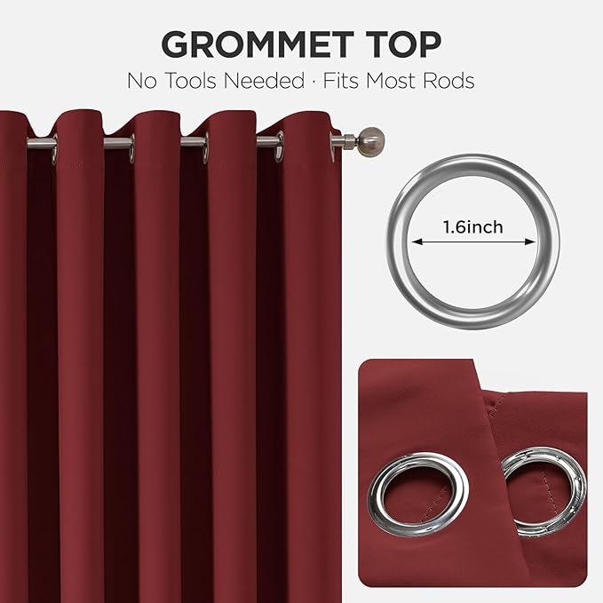 Joydeco Blackout Door Curtain for Doorway Privacy 84 Inches Long, Grommet Closet Curtain for Open Closet, Room Divider for Bedroom Living Room (Burgundy Red, 52Wx84L, 1 Panel)