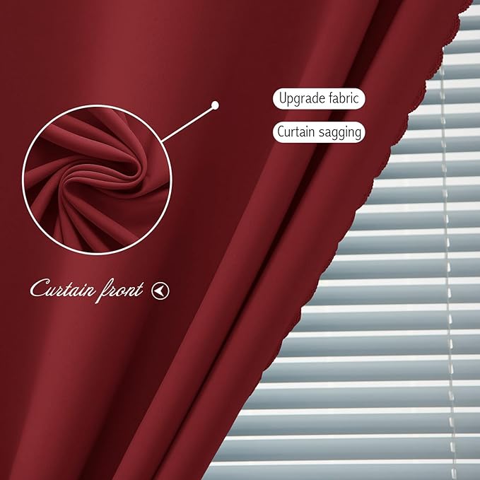 Self Adhesive Curtains, Stick Curtain Blackout Shades Window Cover Curtains for Living Room No Drilling, 59" W X 59" L, Burgundy, 1 Panel