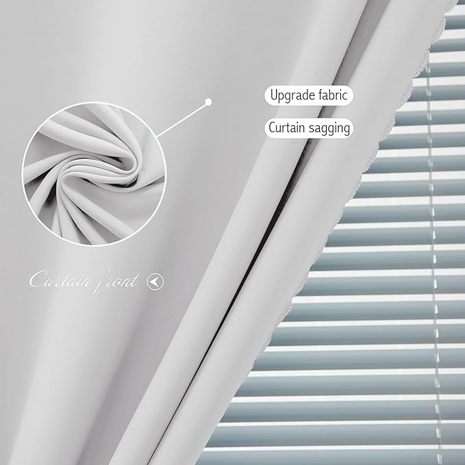 Blackout Curtains for Bedroom Sticky Curtain Blackout Window Cover Self Adhesive Curtains Rod No Drillng, 35" W X 79" L, Light Grey, 1 Panel