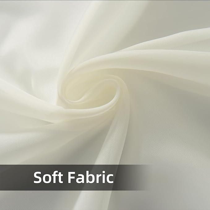 youleyar Solid Sheer Rod Pocket Curtain Voile Draperies 2 Panels White Beige Black Grey Coffee 70 Inch Width 63 Inch Long 1 Pair for Kitchen Bedroom Children Living Room Yard(Ivory,70Wｘ63L)