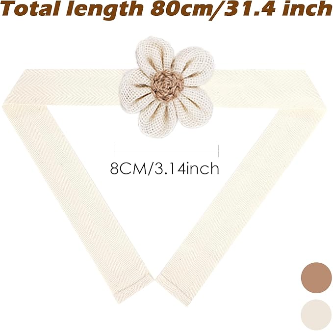 SRG 4pcs Handmade Rope Curtain Tiebacks | Boho Flower Curtain Holdbacks | Simple Elegant Sunflower Curtain Holders | Boho Bedroom Decor（Cream&Khaki）