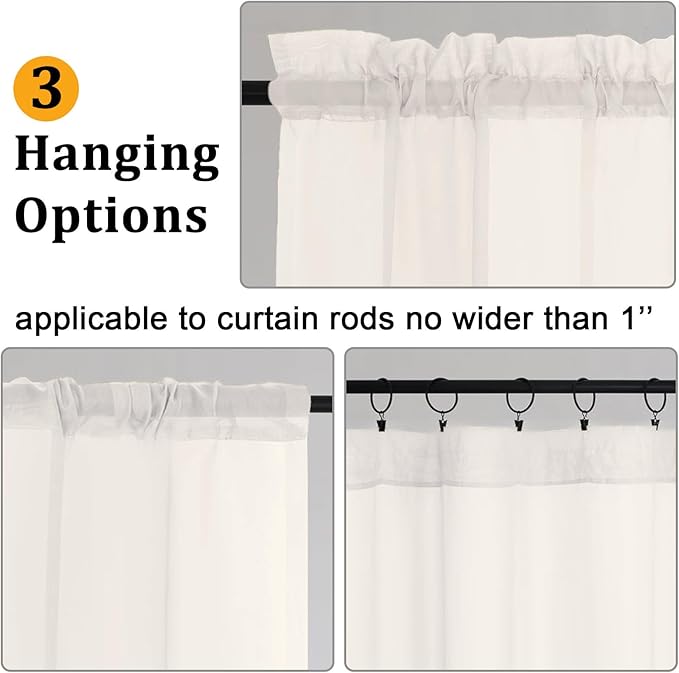 Gwine Ivory Sheer Curtains 84 Inches Long 2 Panels Set for Living Room, Rod Pocket Voile Bedroom Curtains, Light Filtering Solid Window Sheer Panels, Each 42" Wx84 L