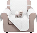 U-NICE HOME Recliner Chair Covers Reversible Chair Cover Pet Covers for Dogs with Elastic Straps Water Resistant Diamond Quilted (23''Armchair, White/White)