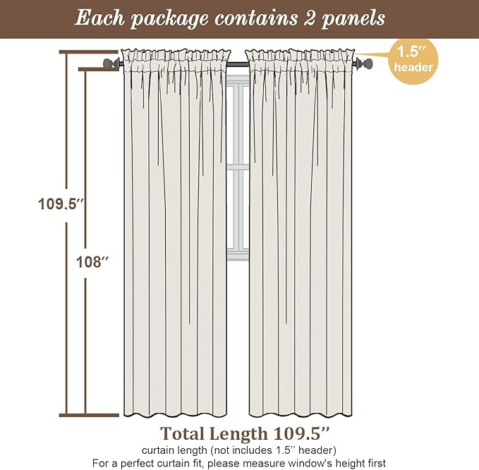Chyhomenyc Extra Long Gold Sheer Curtains 108 Inches Long 2 Panels, Light Filtering Gold Curtains for Living Room, Soft Gentle Voile Rod Pocket Bedroom Window Drapes, 59Wx108L Inch, 9FT, 2PCS