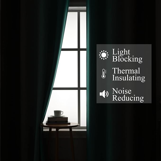 Estelar Textiler Teal and Brown Blackout Curtains 54 Inch Length, Light Blocking Gradient Grommet Drapes for Living Room, Thermal Insulated Ombre Curtains for Bathroom,52Wx54L,2 Panels