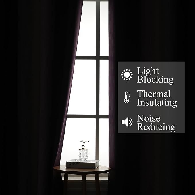 Estelar Textiler Purple and Black Ombre Blackout Curtains for Bedroom, Thermal Insulated Gradient Blackout Drapes, Full Room Darkening Energy Saving Curtains for Living Room, 42Wx63L, 2 Panels