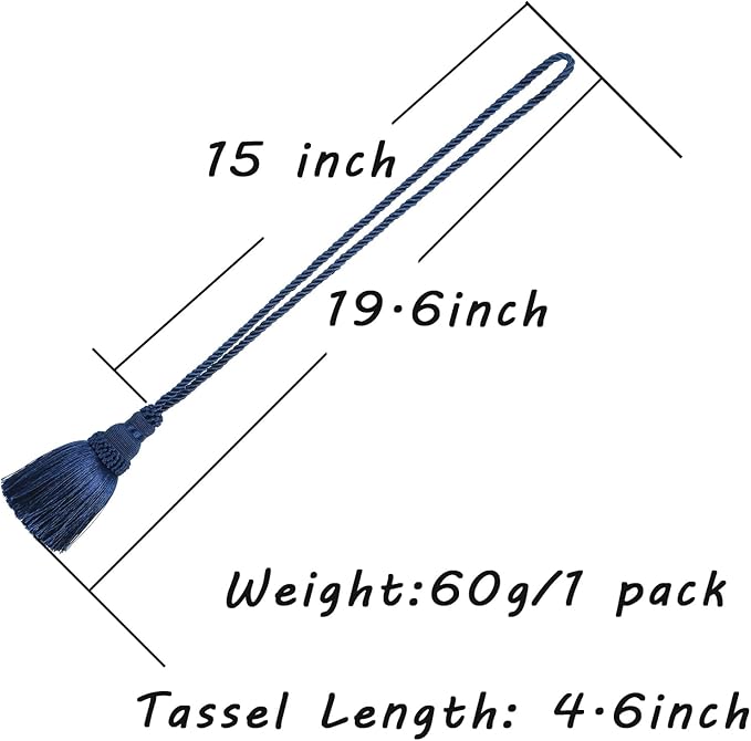 Fenghuangwu 4 Pack Curtain Tie Backs Rope Tassels for Curtains Drape tiebacks Handmade Outdoor Home and Outdoor Decorative (Navy, 4p)