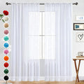 SpaceDresser Basic Rod Pocket Sheer Voile Window Curtain Panels White 1 Pair 2 Panels 38 Width 84 Inch Long for Kitchen Bedroom Children Living Room Yard(White,38 W x 84 L)