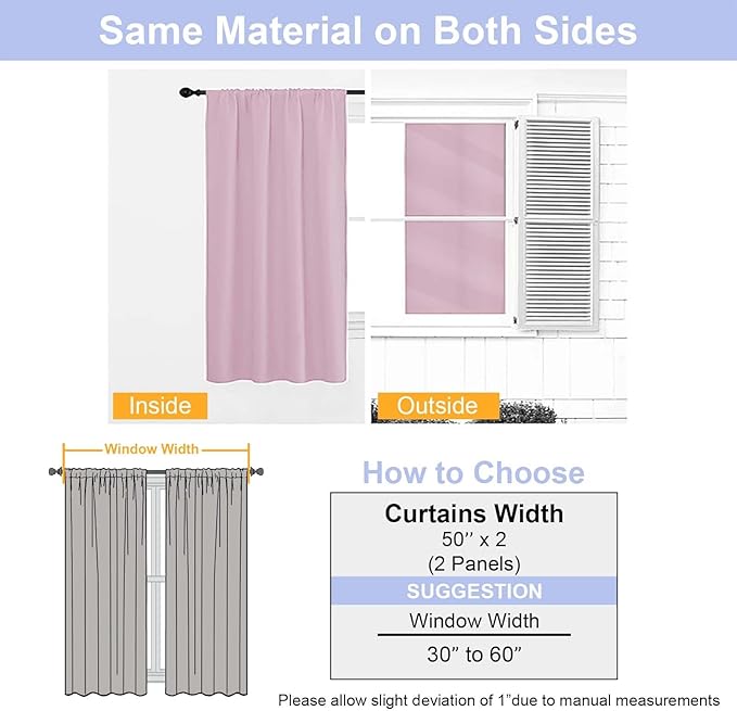 Simplebrand Ava Pink Blackout Curtains for Bedroom 96 Inches Long 2 Panels, Solid Thermal Insulated, Energy Saving Nursery Window Treatment Curtains Blackout Drapes, W50 x L96 Inch, Pink