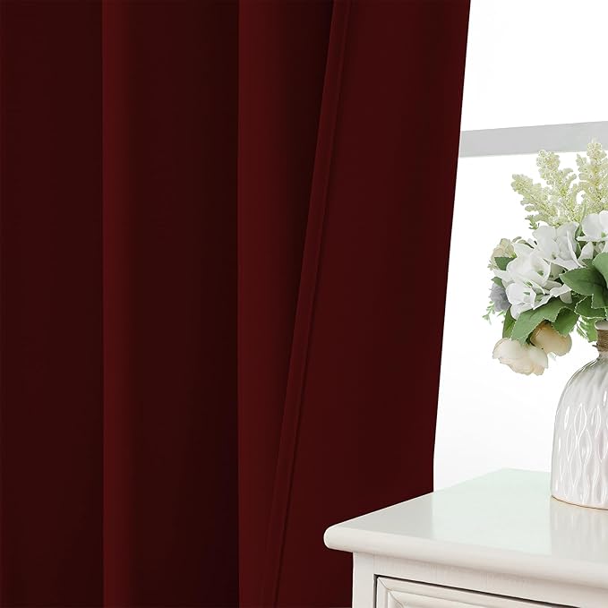 CUCRAF Burgundy Red Blackout Curtains Customize, Rod Pocket Room Darkening Curtain for Bedroom Living Room, Thermal Insulated Window Drapes 1 Panel (Custom Size, Color)