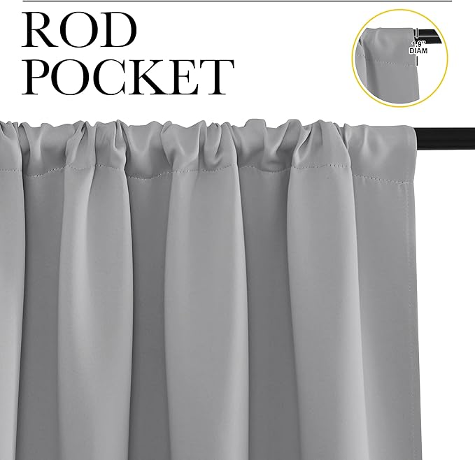NICETOWN RV Blackout Curtains for Camper Windows, Short Room Darkening Drapes for Kitchen, Home Decoration Thermal Insulated Blackout Blinds for Small Windows (Silver Grey, 2 Panels, W34 x L30)