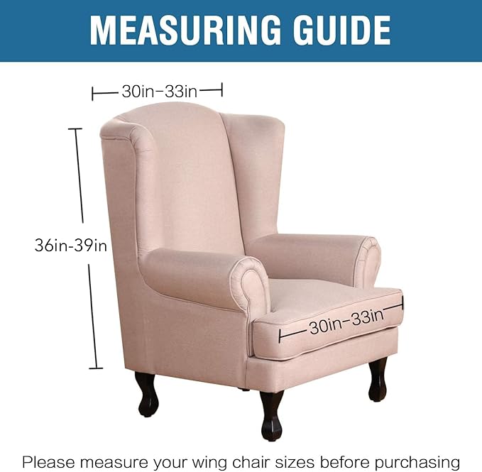 H.VERSAILTEX Wingback Chair Covers Velvet Plush Wing Chair Slipcover 1 Piece High Stretch Wing Back Chair Slipcovers Sofa Cover Furniture Cover with Elastic Bottom, French Oak