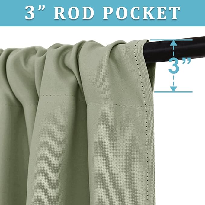 RYB HOME Cafe Blackout Curtains 24 inch Length, RV Curtains for Camper Windows, Mini Short Small Insulating Light UV Blocking Privacy Half Window Tiers, Width 42 by Length 24, Sage Green, 2 Panels