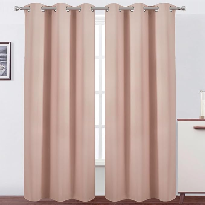LEMOMO Blush Thermal Blackout Curtains/42 x 84 Inch/Set of 2 Panels Room Darkening Curtains for Bedroom