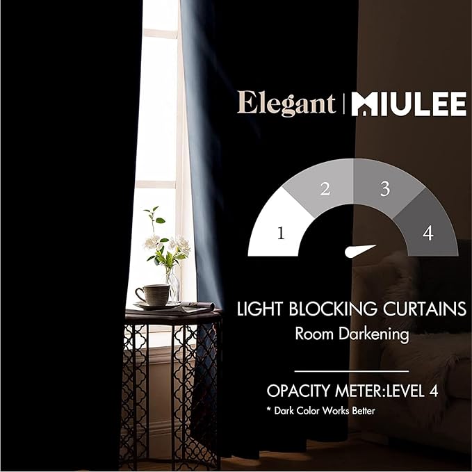 MIULEE Blackout Curtains for Bedroom Living Room Thermal Insulated Room Black Out Drapes Darkening Grommet Top Solid Light Blocking Drapery Set of 2 Window Panels 52 x 72 Inches Stone Blue