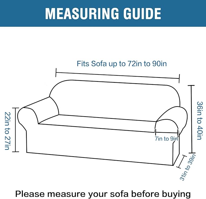 H.VERSAILTEX Stretch Velvet Sofa Covers for 3 Cushion Couch Covers Sofa Slipcovers Furniture Protector Soft with Non Slip Elastic Bottom, Crafted from Comfy Rich Velour (Sofa 72'-90', Peacock Blue)