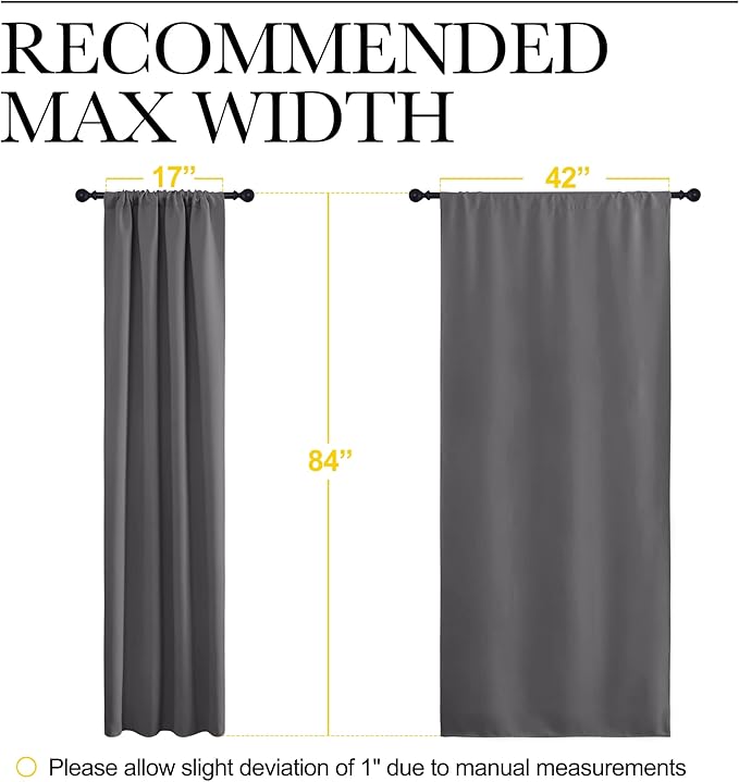 NICETOWN Blackout Curtains 84 for Office - 3 Pass Microfiber Noise Reducing Thermal Insulated Solid Rod Pocket Blackout Window Panels/Drapes (2 Panels, 42 x 84 Inch, Gray)
