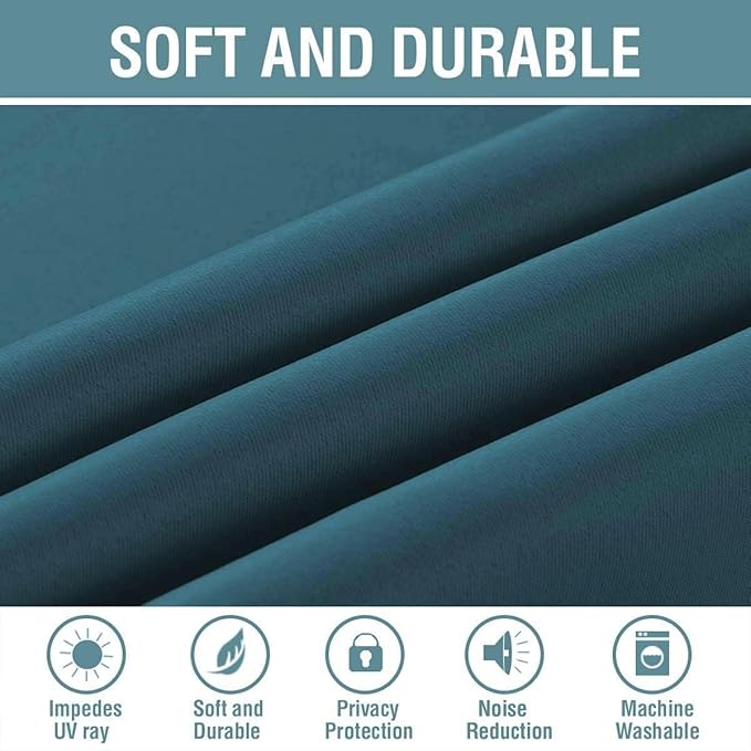 H.VERSAILTEX Blackout Curtain for Living Room Thermal Insulated Window Treatment Curtain 54 inch Length Energy Saving Solid Grommet Top Blackout Drape, One Panel, Dark Teal, 52" W x 54" L