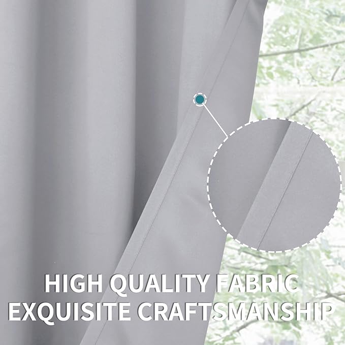 BGment Room Darkening Curtains for Bedroom - Grommet Thermal Insulated Window Treatments Light Blocking Curtains for Living Room, Each 55 x 69 Inch, Light Grey