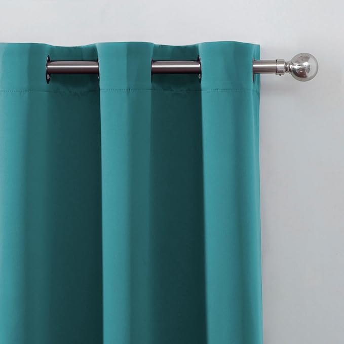 LEMOMO Blackout Curtains 66 x 54 Inch Long Sea Teal Curtains Set of 2 Panels Room Darkening Curtains for Bedroom and Living Room