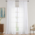 OVZME White Sheer Curtains 120 Inches Long 2 Panels Set, 59 Inch Extra Wide Soft Airy Lightweight Sheer White Curtains for Living Room, Farmhouse Voile Filmy Rod Pocket Drapes, 59Wx120L Inches