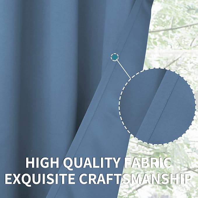 BGment Blackout Curtains for Bedroom - Grommet Thermal Insulated Room Darkening Curtains for Living Room, Set of 2 Panels (42 x 84 Inch, Faded Denim)
