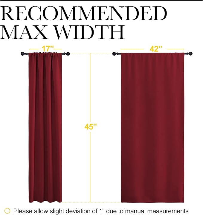 NICETOWN Burgundy Curtains Blackout Drape Panels - Lights Block Out Window Treatment Curtain Sets for Home Decoration on Christmas & Thanksgiving Day (Set of 2 Panels, 42 by 45-Inch)