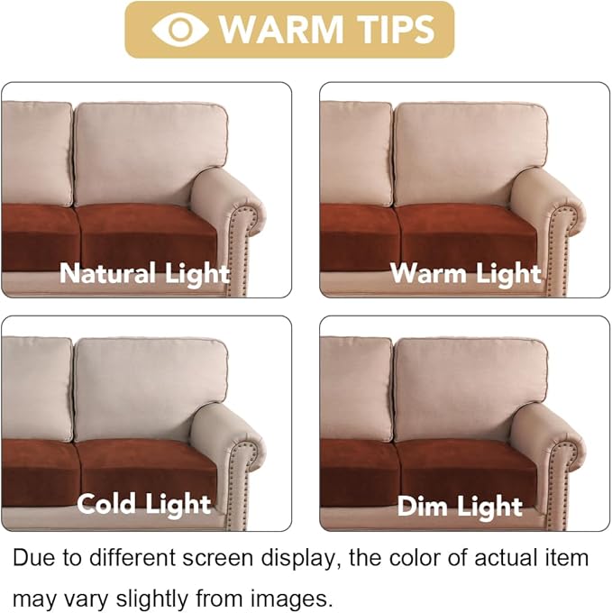H.VERSAILTEX Velvet Stretch Couch Cushion Cover Plush Cushion Slipcover for Chair Loveseat Sofa Cushion Furniture Protector Seat Cushion Sofa Cover (2 Piece Large Sofa Cushion Covers, Rust)