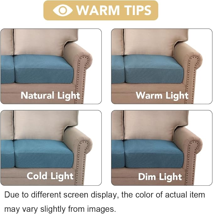 H.VERSAILTEX Super Stretch Individual Seat Cushion Covers - Sofa & Couch Cushion Slipcover Sets - Thick Jacquard Textured Twill Fabric (3 Piece XL Sofa Cushion Covers, Dusty Blue)