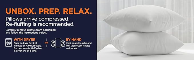 Amazon Basics Square Hypoallergenic Pillow Insert, Down Alternative Fiberfill, Sofa Bed Couch Decorative Stuffer, 18", 2-Pack