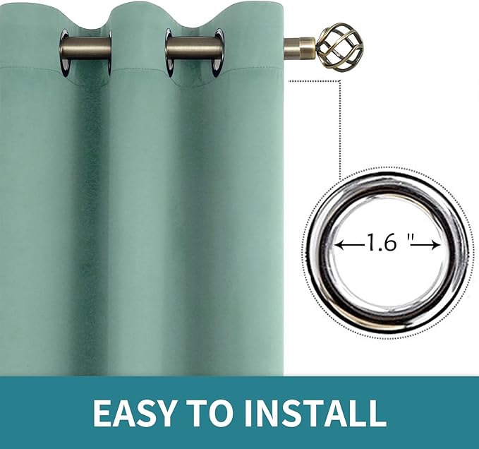 BGment Blackout Curtains - Grommet Thermal Insulated Room Darkening Bedroom and Living Room Curtains, Set of 2 Panels (42 x 84 Inch, Frosty Green)
