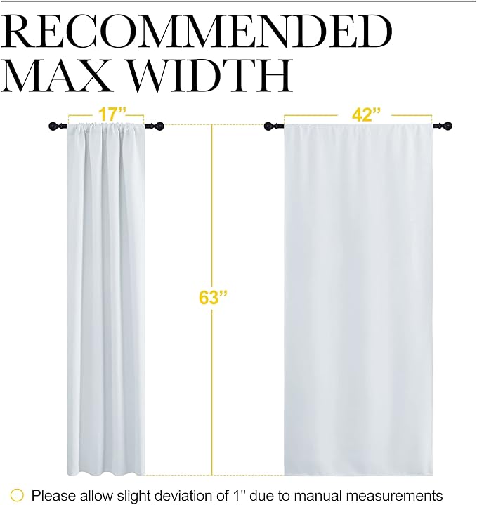 NICETOWN Bedroom Curtain Panels - Window Treatment Thermal Insulated Rod Pocket Room Darkening Curtains/Drapes for Bedroom (2 Panels, 42 by 63, Platinum - Greyish White)