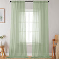 Extra Long Sheer Light Green Curtains for Bedroom Living Room 120 Inches Long 2 Panels Set, Solid Soft Light Filtering Rod Pocket Sheer Window Curtains, Light Green, Each 42" Wx120 L Inch