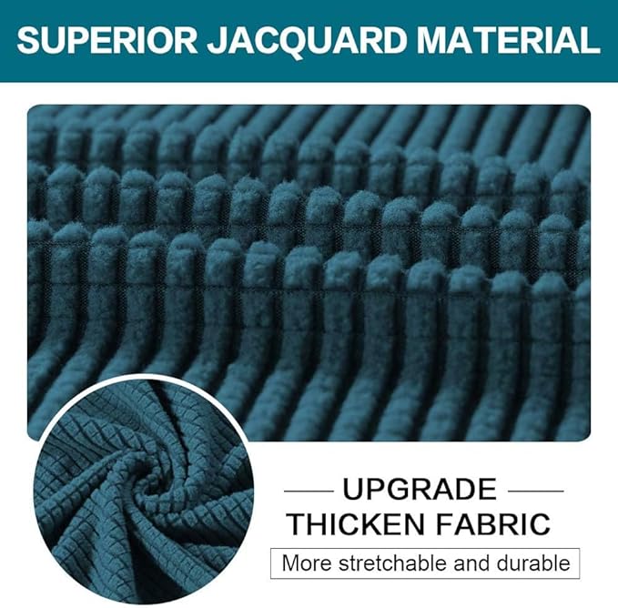 Turquoize 3 Piece Sofa Covers for 2 Cushion Couch Sofa Slipcover Soft Couch Cover for Dogs-Washable Sofa Furniture Covers with 2 Individual Cushion Covers, Thick Jacquard Fabric (Loveseat, Deep Teal)