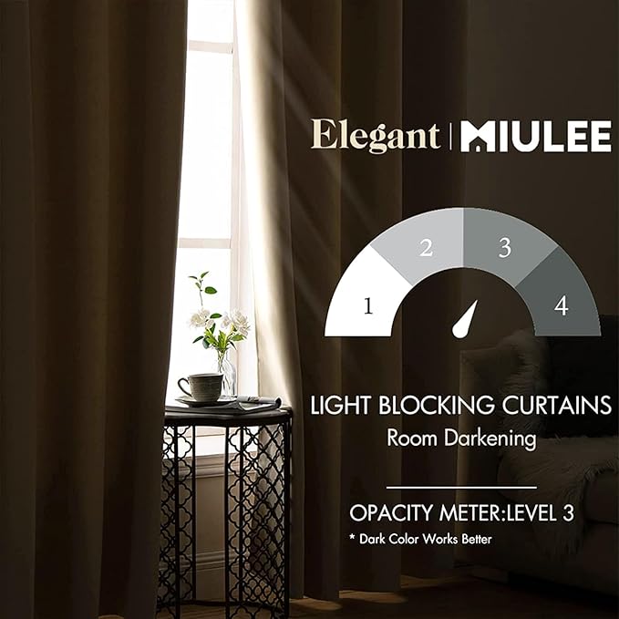 MIULEE 90" Long Room Darkening Curtains Thermal Insulated Drapes Solid Window Treatment Set Grommet Top Light Blocking Blackout Curtain for Living Room/Bedroom 2 Panels Cream Beige