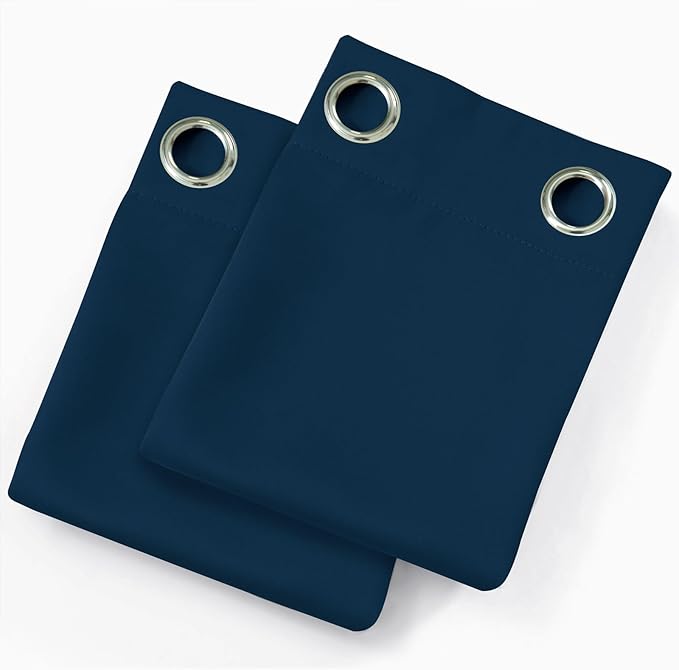 LEMOMO Blackout Curtains 66 x 72 Inch Long Navy Blue Curtains Set of 2 Panels Room Darkening Curtains for Bedroom and Living Room