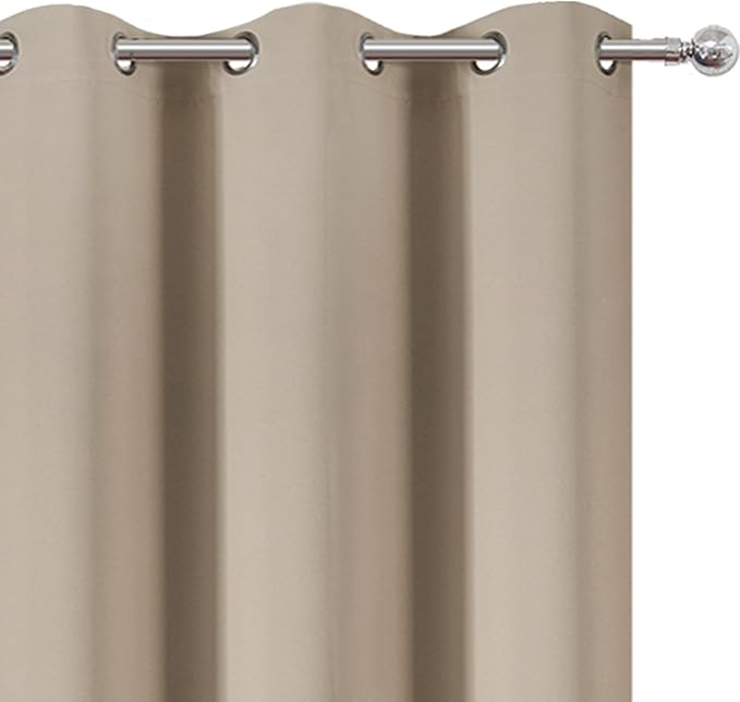 LEMOMO Khaki Thermal Blackout Curtains/38 x 84 Inch/Set of 2 Panels Room Darkening Curtains for Bedroom
