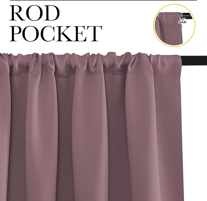 NICETOWN RV Blackout Curtains for Camper Windows, Dry Rose, 29" Wide by 50" Long, 2 PCs, Short Blackout Curtains & Drapes, Thermal Insulated Blackout Curtain Panels for Kids Room, Play Room