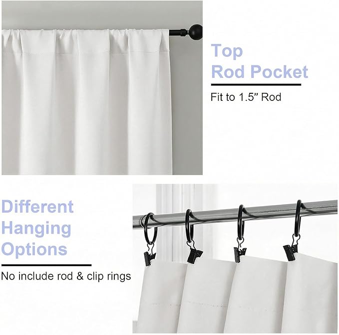 Simplebrand Ava Light Beige Short Light Filtering Curtains for Bedroom 45 Inches Long 2 Panels Set, Solid Thermal Insulated, Energy Saving Window Treatment Curtains Light Filtering, W40 x L45 Inch