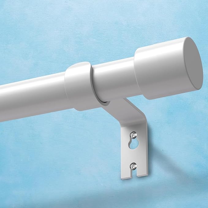 IFELS Heavy Duty Curtain Rods for Windows 28 to 48 Inch, 1 Inch White Curtain Rods for Outdoor, Farmhouse, Bedroom, Kitchen, Living Room, Adjustable Easy Install Curtains Rod (A2,White,30"-60")
