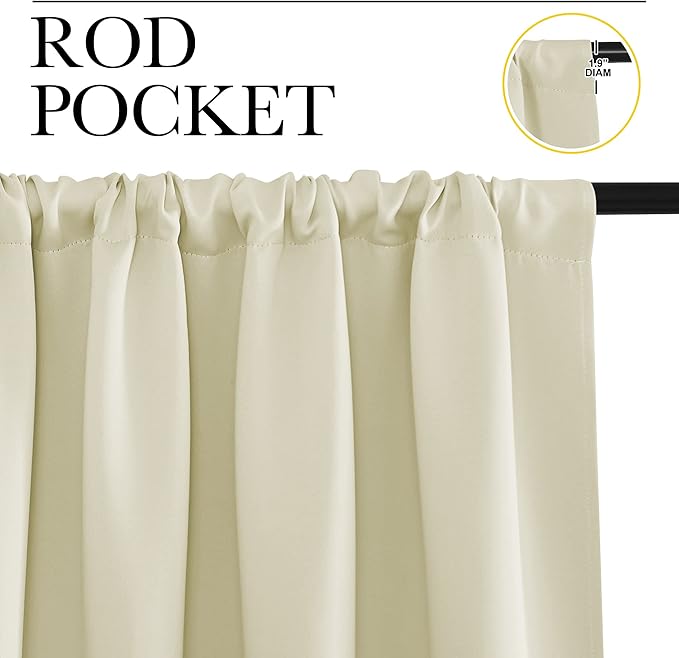 NICETOWN RV Blackout Curtains for Camper Windows, Beige, 29" Wide by 50" Long, 2 PCs, Short Blackout Curtains & Drapes, Thermal Insulated Blackout Curtain Panels for Kids Room, Play Room