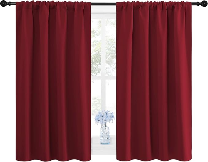 NICETOWN Burgundy Curtains Blackout Drape Panels - Lights Block Out Window Treatment Curtain Sets for Home Decoration on Christmas & Thanksgiving Day (Set of 2 Panels, 42 by 45-Inch)