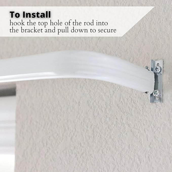 Blu-Pier Tech Heavy Duty Single Rod,Lock Seam Curtain Rod 28 to 48-Inch Adjustable Width, 2 1/2-Inch Projection，Hardware Included,White(Pack of 2)