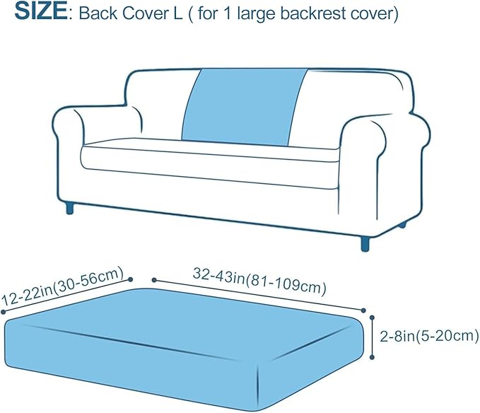 Smiry Printed Couch Cushion Covers, Stretch Soft Couch Covers for Sofa, Washable Non-Slip Sofa Slipcover Furniture Protector for Indoor and Outdoor (Backrest L, Blue Green)