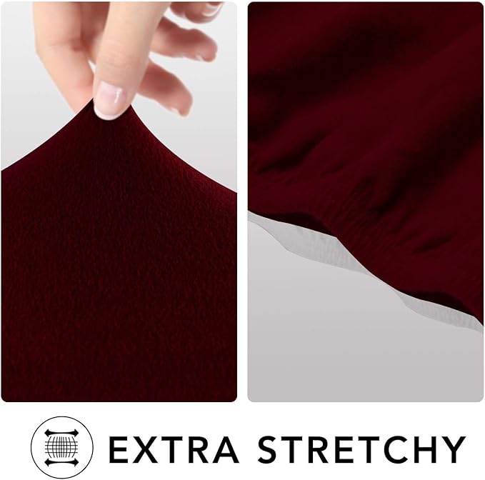 PureFit Super Stretch Sofa Slipcover – Spandex Non Slip Soft Couch Sofa Cover, Washable Furniture Protector with Non Skid Foam and Elastic Bottom for Kids, Pets （Sofa, Wine）