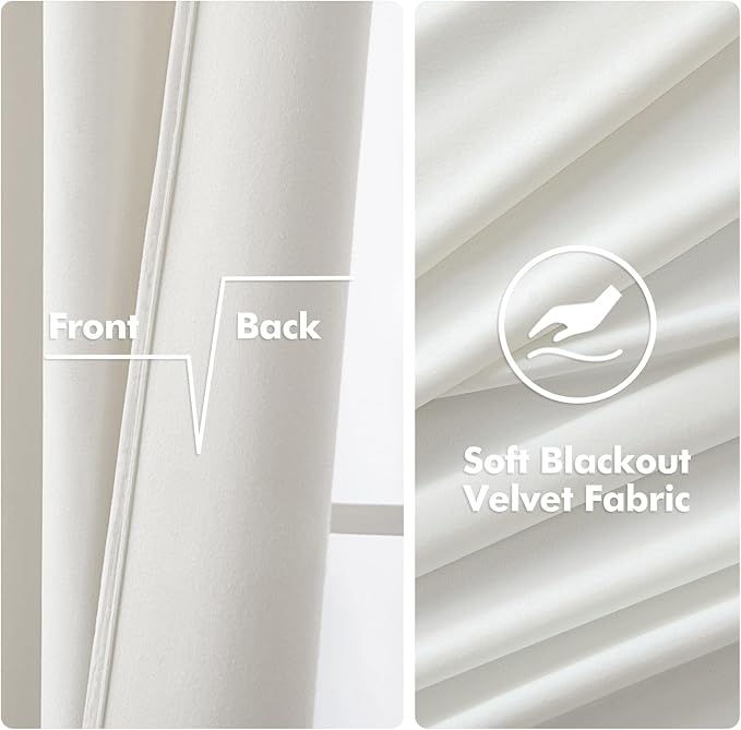 MIULEE 90 Inches Velvet Pure White Elegant Grommet Thermal Insulated Soundproof Room Darkening/Drapes for Classical Living Room Bedroom Decor 52 x 90 Inch Set of 2