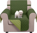 U-NICE HOME Reversible Oversized Chair Covers Quilted Water Repellent Pet Protectors with Elastic Straps(28''Armchair, Huntergreen/Sage)