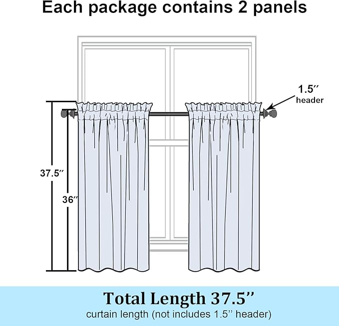 Simplebrand Semi Sheer Gold Curtains 36 Inch Length 2 Panels, Geometric Jacquard Clip Textured Short Sheer Curtains for Bedroom，Modern Elegant Window Curtains Panels/Drapes/Treatment，30x36 inch