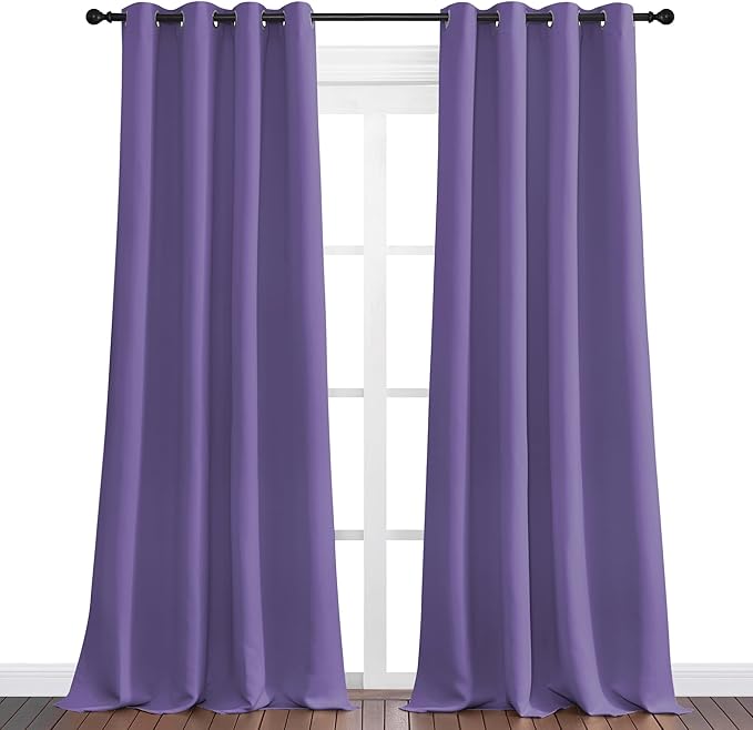 NICETOWN Lilac Purple Blackout Curtains 102" Long, 55" Wide, 2 Pieces for Office, Dining, Guest Room - Sound Reducing, Heat and Cold Block Panels for Modern Decorative